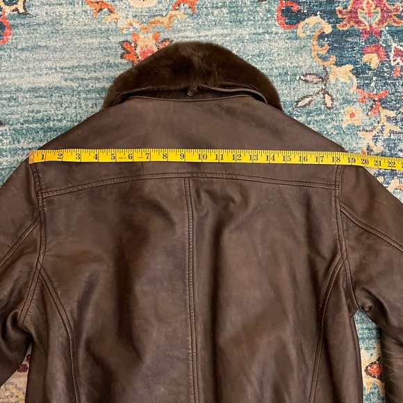 Brown Leather Bomber Jacket - Picture 8 of 11